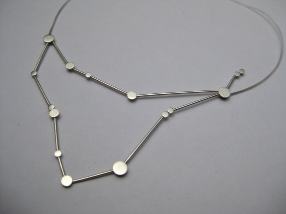 Capricorn Zodiac Constellation Sterling Silver Necklace on Rubber Cord
