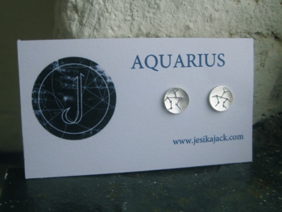 Aquarius Constellation Stud Earrings in Sterling Silver