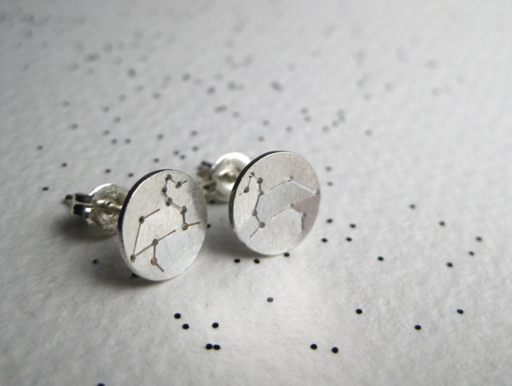 Leo Constellation Stud Earrings in Sterling Silver