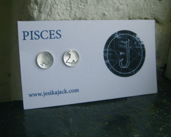 Pisces Constellation Stud Earrings in Sterling Silver