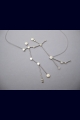 Gemini Zodiac Constellation Sterling Silver Necklace on Rubber Cord